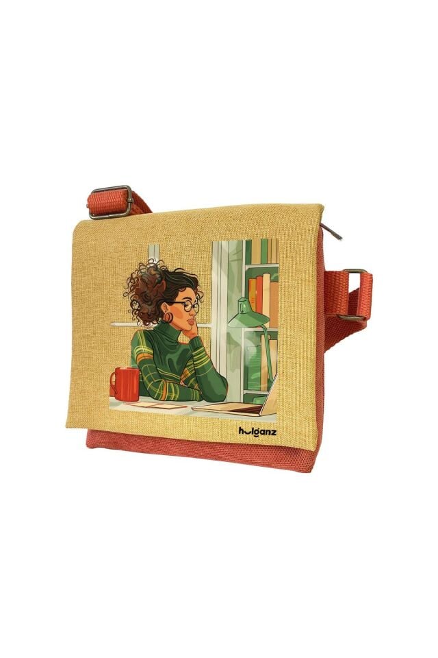 Kanvas Dokuma Postacı Çantası Baskılı Omuz Tipi Çapraz Çanta Su itici 5 Bölmeli 18x18cm Yazar