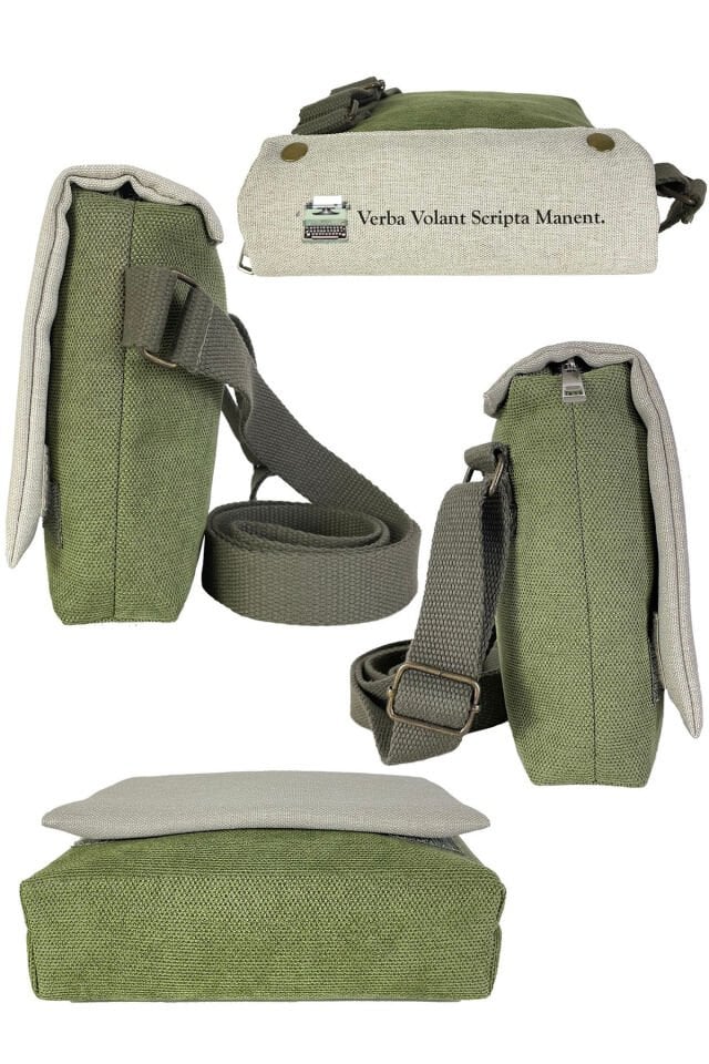 Kanvas Dokuma Postacı Çantası Baskılı Omuz Tipi Çapraz Çanta Su itici 5 Bölmeli 18x18cm Yazar