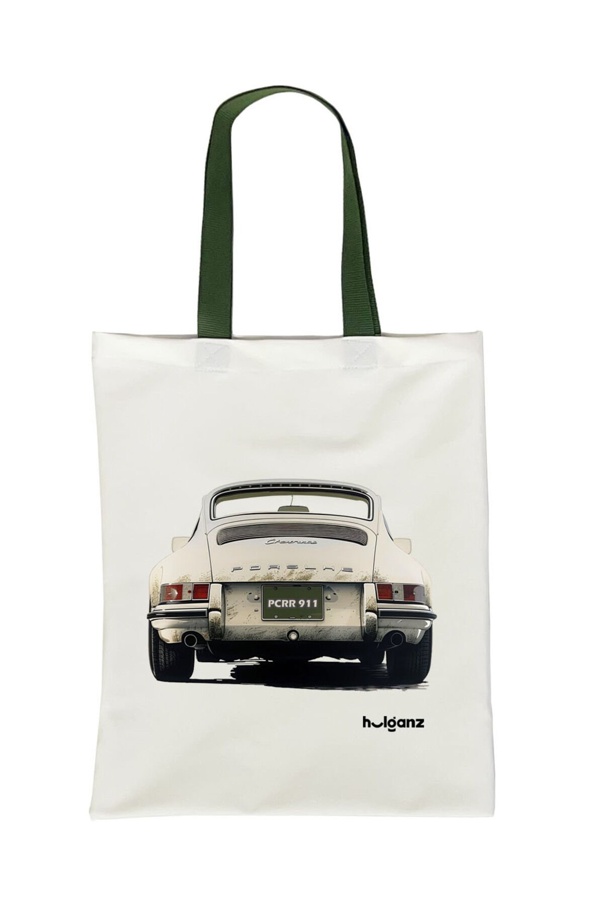 Tote Bag Bez Çanta  Clasic Cars Haki Saplı Baskılı 33x40cm
