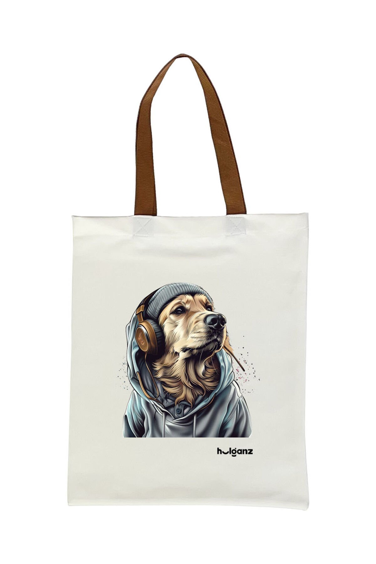 Tote Bag Bez Çanta  Golden Retriever Taba Saplı Baskılı 33x40cm