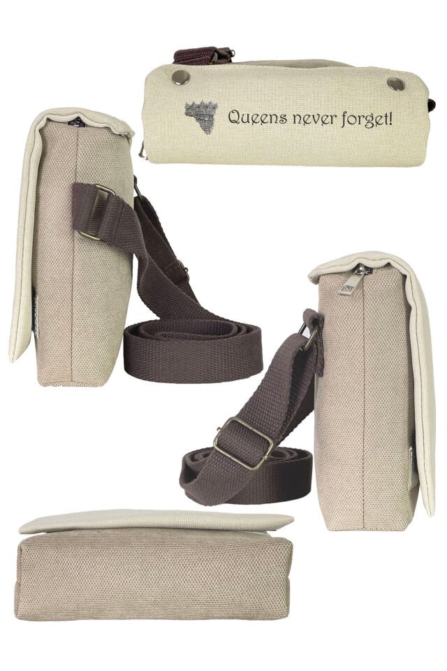 Kanvas Dokuma Postacı Çantası Baskılı Omuz Tipi Çapraz Çanta Su itici 5 Bölmeli 18x18cm Fil